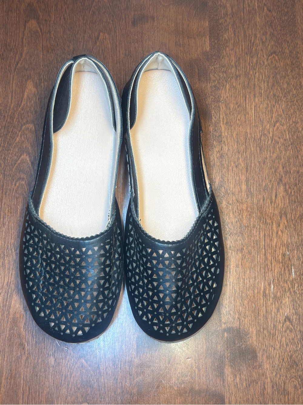 Women's Black Laser-Cut Slip-On Flats